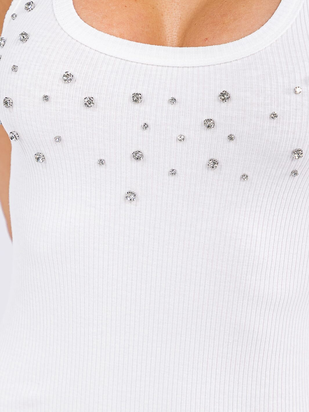 Rhinestone Embellished Ribbed Midi Dress