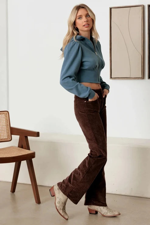 Women's Long Sleeve Cropped Hoody Sweatshirt